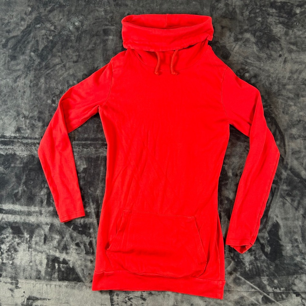 Chelsea DeBoer  Womens Small Red Cowl Neck Thumbhole Pullover Tunic